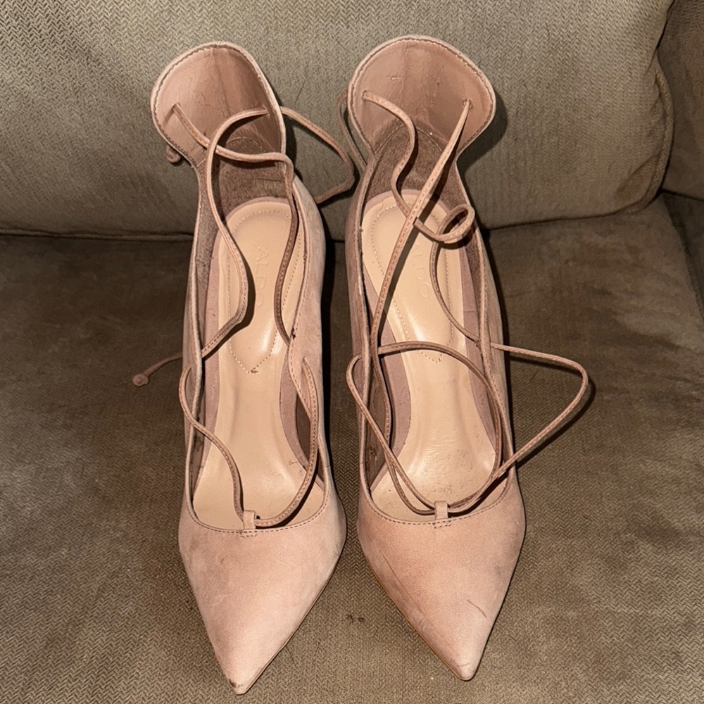 Aldo nude lace-up heels